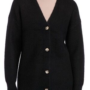 Wonderly blue Cardigan Sweater V-Neck Ribbed Knit